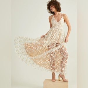 Altar’d State Caledonia Floral Glitter Maxi Dress Size M